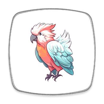 Cockatoo Colorful Watercolor Cartoon Kawaii Animal - Square fridge magnet - white - Front