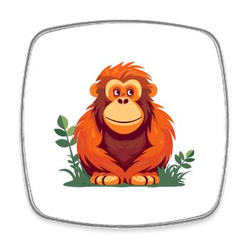 Orangutan Colorful Watercolor Cartoon Kawaii Anima - Square fridge magnet - white - Front