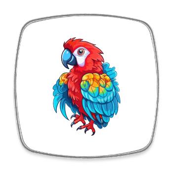 Parrot Colorful Watercolor Cartoon Kawaii Animal - Square fridge magnet - white - Front