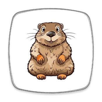 Marmotte Aquarelle Colorée Dessin Animé Kawaii Anima - Magnet carré - blanc - Devant