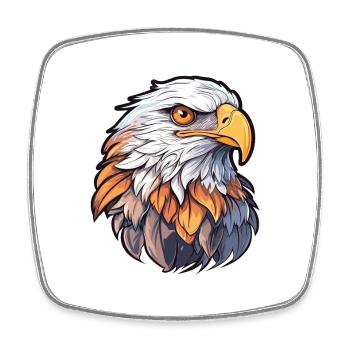 Eagle Colorful Watercolor Cartoon Kawaii Animal - Square fridge magnet - white - Front