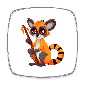 Lemur Colorful Watercolor Cartoon Kawaii Animal - Square fridge magnet - white - Front