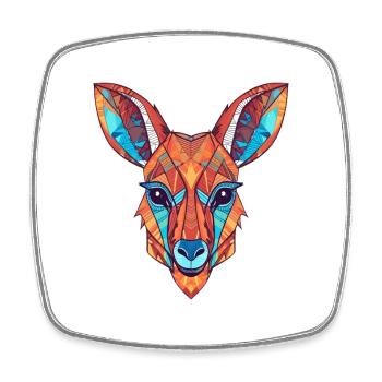 Kangourou Aquarelle Colorée Dessin Animé Kawaii Animal - Magnet carré - blanc - Devant