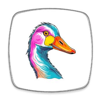 Goose Colorful Watercolor Cartoon Kawaii Animal - Square fridge magnet - white - Front