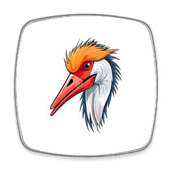 Grue Aquarelle Colorée Dessin Animé Kawaii Animal - Magnet carré - blanc - Devant
