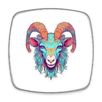 Chèvre Aquarelle Colorée Dessin Animé Kawaii Animal - Magnet carré - blanc - Devant