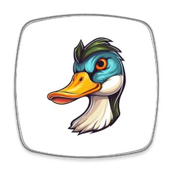 Canard Aquarelle Colorée Dessin Animé Kawaii Animal - Magnet carré - blanc - Devant