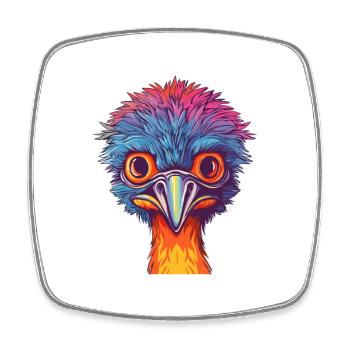 Emu Colorful Watercolor Cartoon Kawaii Animal - Square fridge magnet - white - Front