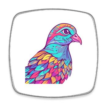 Colombe Aquarelle Colorée Dessin Animé Kawaii Animal - Magnet carré - blanc - Devant