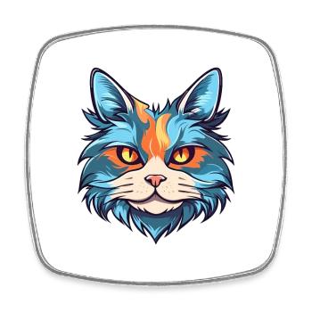 Katze buntes Aquarell Cartoon Kawaii Tier - Viereckiger Kühlschrankmagnet - Weiß - Vorne