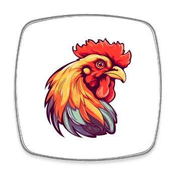 Chicken Colorful Watercolor Cartoon Kawaii Animal - Square fridge magnet - white - Front