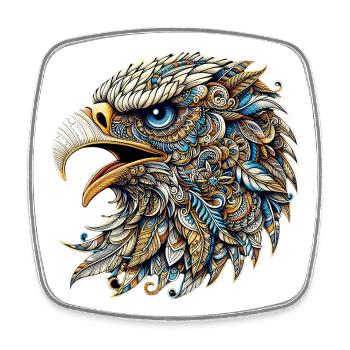 Aigle décoré de Mandalas - Magnet carré - blanc - Devant