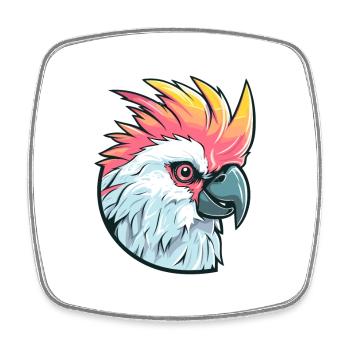 Cockatoo Colorful Watercolor Cartoon Kawaii Animal - Square fridge magnet - white - Front