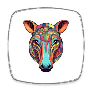 Tapir Colorful Watercolor Cartoon Kawaii Animal - Square fridge magnet - white - Front