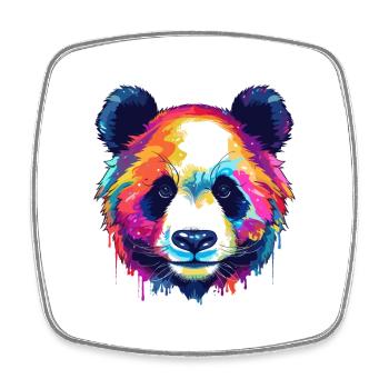 Panda Colorful Watercolor Cartoon Kawaii Animal - Square fridge magnet - white - Front