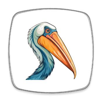 Pelikan Buntes Aquarell Cartoon Kawaii Tier - Viereckiger Kühlschrankmagnet - Weiß - Vorne