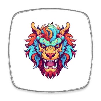 Chimera Colorful Watercolor Cartoon Kawaii Animal - Square fridge magnet - white - Front