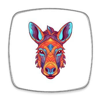 Âne Coloré Aquarelle Dessin Animé Kawaii Animal - Magnet carré - blanc - Devant