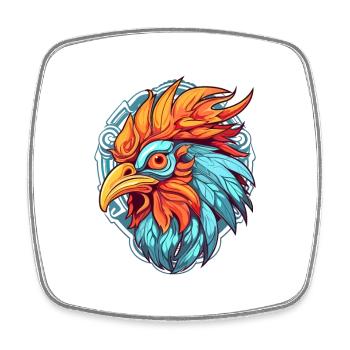 Hahn Buntes Aquarell Cartoon Kawaii Tier - Viereckiger Kühlschrankmagnet - Weiß - Vorne