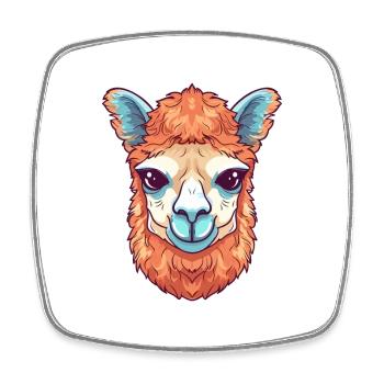 Alpaga Aquarelle Colorée Dessin Animé Kawaii Animal - Magnet carré - blanc - Devant