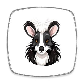 Skunk Aquarelle Colorée Dessin Animé Kawaii Animal - Magnet carré - blanc - Devant