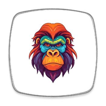 Orangutan Colorful Watercolor Cartoon Kawaii Anima - Square fridge magnet - white - Front