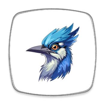Blue Jay Colorful Watercolor Cartoon Kawaii Animal - Square fridge magnet - white - Front