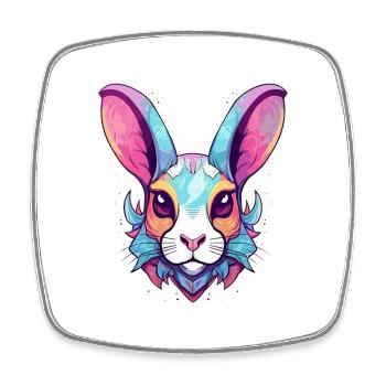 Hase buntes Aquarell Cartoon Kawaii Tier - Viereckiger Kühlschrankmagnet - Weiß - Vorne
