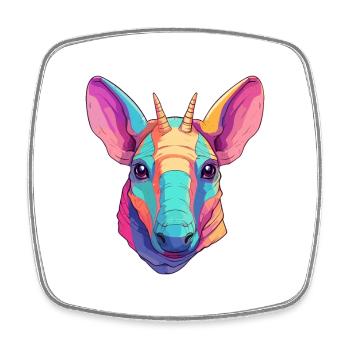 Aardvark Colorful Watercolor Cartoon Kawaii Animal - Square fridge magnet - white - Front
