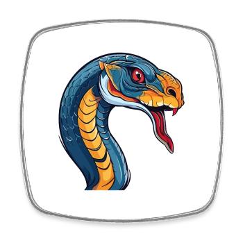 Cobra Aquarelle Colorée Dessin Animé Kawaii Animal - Magnet carré - blanc - Devant