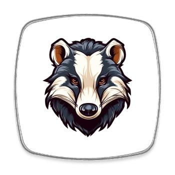Blaireau Aquarelle Colorée Dessin Animé Kawaii Animal - Magnet carré - blanc - Devant