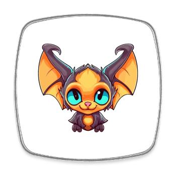 Fledermaus buntes Aquarell Cartoon Kawaii Tier - Viereckiger Kühlschrankmagnet - Weiß - Vorne