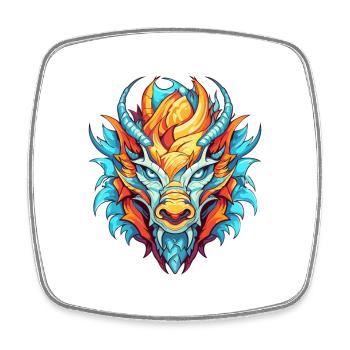 Drache Buntes Aquarell Cartoon Kawaii Tier - Viereckiger Kühlschrankmagnet - Weiß - Vorne