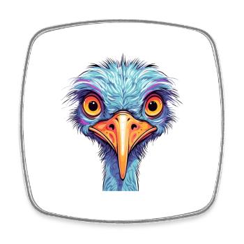 Ostrich Colorful Watercolor Cartoon Kawaii Animal - Square fridge magnet - white - Front