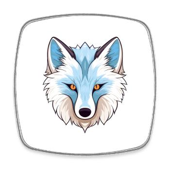 Arktisfuchs Bunte Aquarell-Karikatur Kawaii Anim - Viereckiger Kühlschrankmagnet - Weiß - Vorne