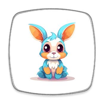 Rabbit Colorful Watercolor Cartoon Kawaii Animal - Square fridge magnet - white - Front
