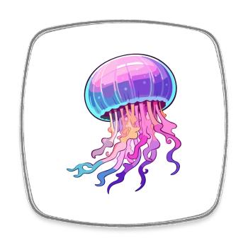 Méduse Aquarelle Colorée Dessin Animé Kawaii Anima - Magnet carré - blanc - Devant