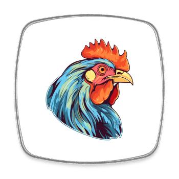 Henne bunte Aquarell-Karikatur Kawaii-Tier - Viereckiger Kühlschrankmagnet - Weiß - Vorne