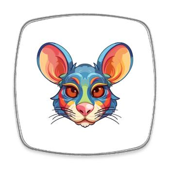 Maus buntes Aquarell Cartoon Kawaii Tier - Viereckiger Kühlschrankmagnet - Weiß - Vorne