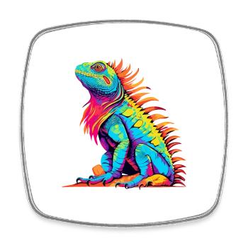 Iguana Colorful Watercolor Cartoon Kawaii Animal - Square fridge magnet - white - Front