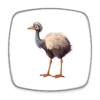 Ostrich Colorful Watercolor Cartoon Kawaii Animal - Square fridge magnet - white - Front
