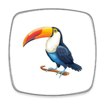 Toucan Colorful Watercolor Cartoon Kawaii Animal - Square fridge magnet - white - Front