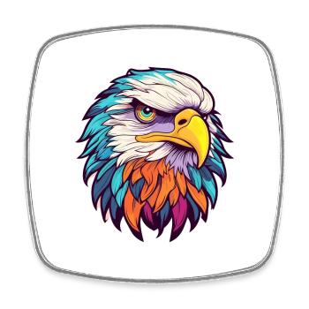 Eagle Colorful Watercolor Cartoon Kawaii Animal - Square fridge magnet - white - Front