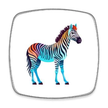 Zebra Colorful Watercolor Cartoon Kawaii Animal - Square fridge magnet - white - Front