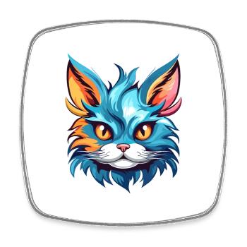 Kitten Colorful Watercolor Cartoon Kawaii Animal - Square fridge magnet - white - Front