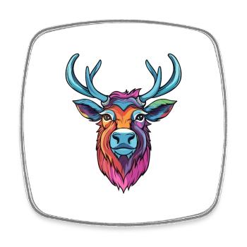 Caribou Colorful Watercolor Cartoon Kawaii Animal - Square fridge magnet - white - Front
