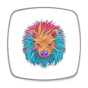 Porcupine Colorful Watercolor Cartoon Kawaii Anima - Square fridge magnet - white - Front