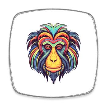 Mandrill Aquarelle Colorée Dessin Animé Kawaii Animal - Magnet carré - blanc - Devant
