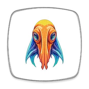 Squid Colorful Watercolor Cartoon Kawaii Animal - Square fridge magnet - white - Front