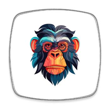 Bonobo Colorful Watercolor Cartoon Kawaii Animal - Square fridge magnet - white - Front